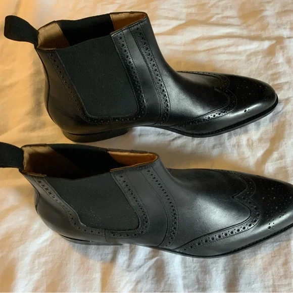 Men's Black Leather Boots - Picture 2 of 5